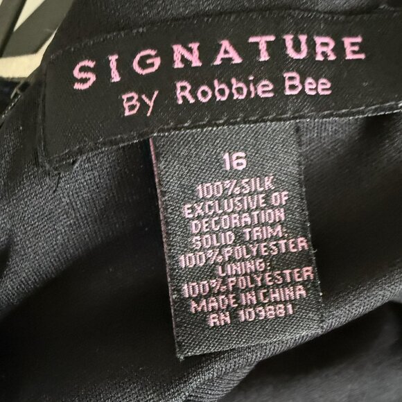 Signature by Robbie Bee Women's Midi Dress Sz 16 Blue Silk Bejeweled Sleeveless - Picture 8 of 8